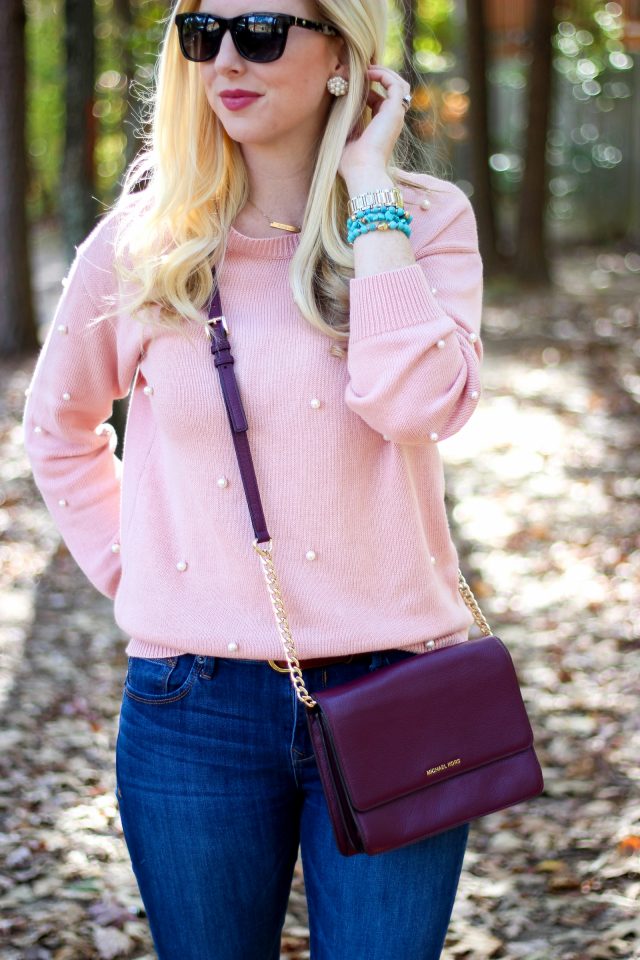 Pearl Embellished Sweater by Washington DC fashion blogger Styled Blonde