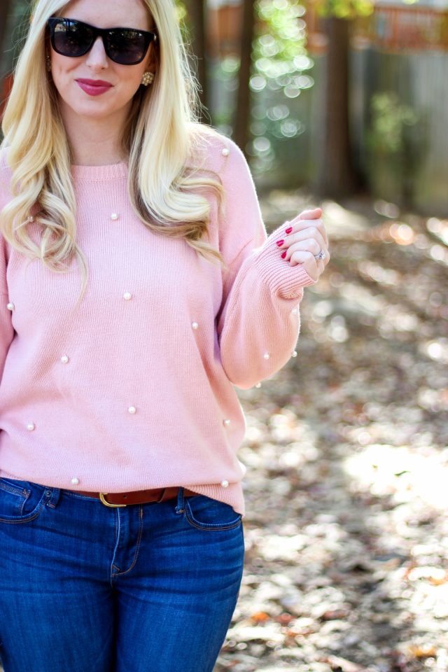 Pearl Embellished Sweater by Washington DC fashion blogger Styled Blonde
