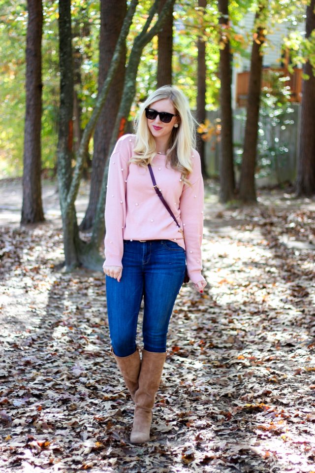 Pearl Embellished Sweater by Washington DC fashion blogger Styled Blonde