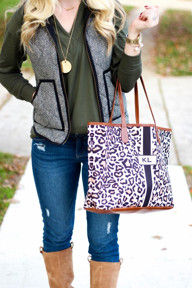 Favorite Fall Outfit in Herringbone & Leopard by Washington DC fashion blogger Styled Blonde
