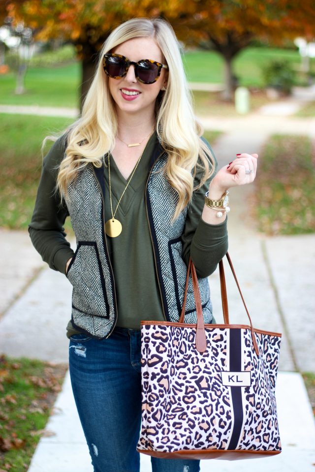 Favorite Fall Outfit in Herringbone & Leopard by Washington DC fashion blogger Styled Blonde