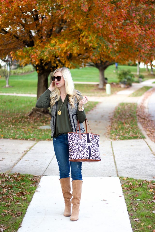 Favorite Fall Outfit in Herringbone & Leopard by Washington DC fashion blogger Styled Blonde